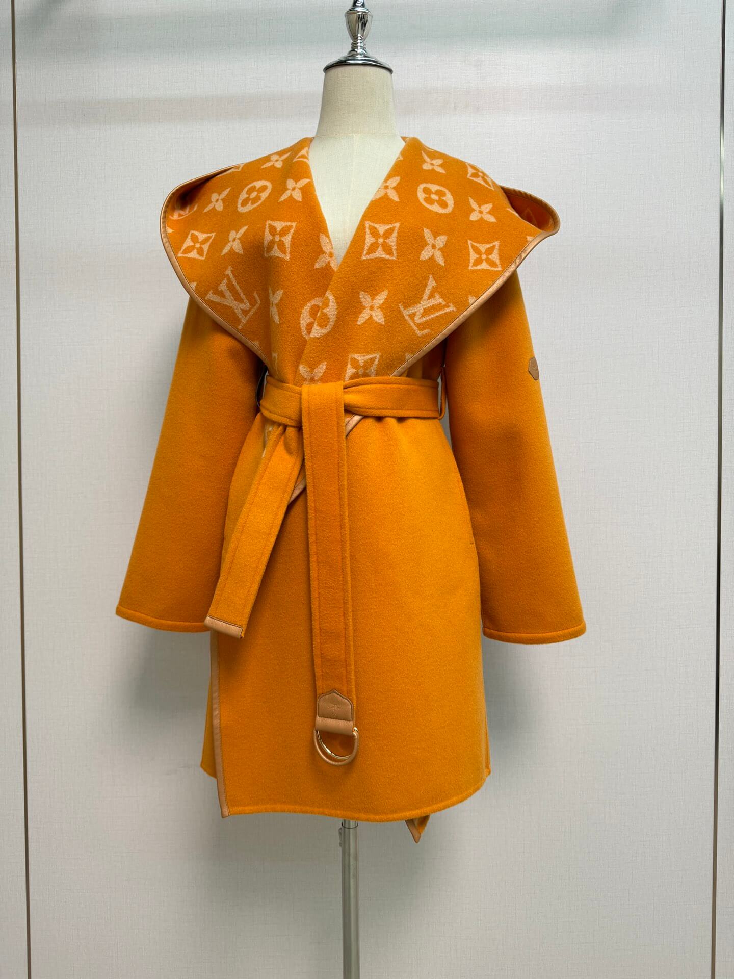 Louis Vuitton Signature Double Face Monogram Wrap Coat in Mustard Orange