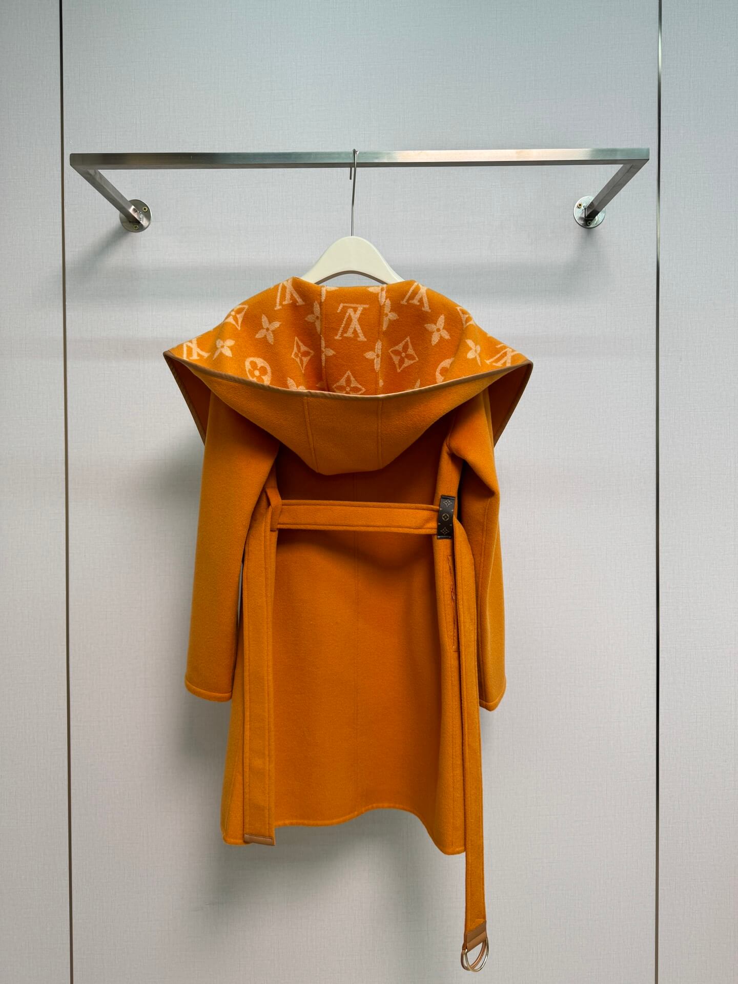 Louis Vuitton Signature Double Face Monogram Wrap Coat in Mustard Orange - Image 15