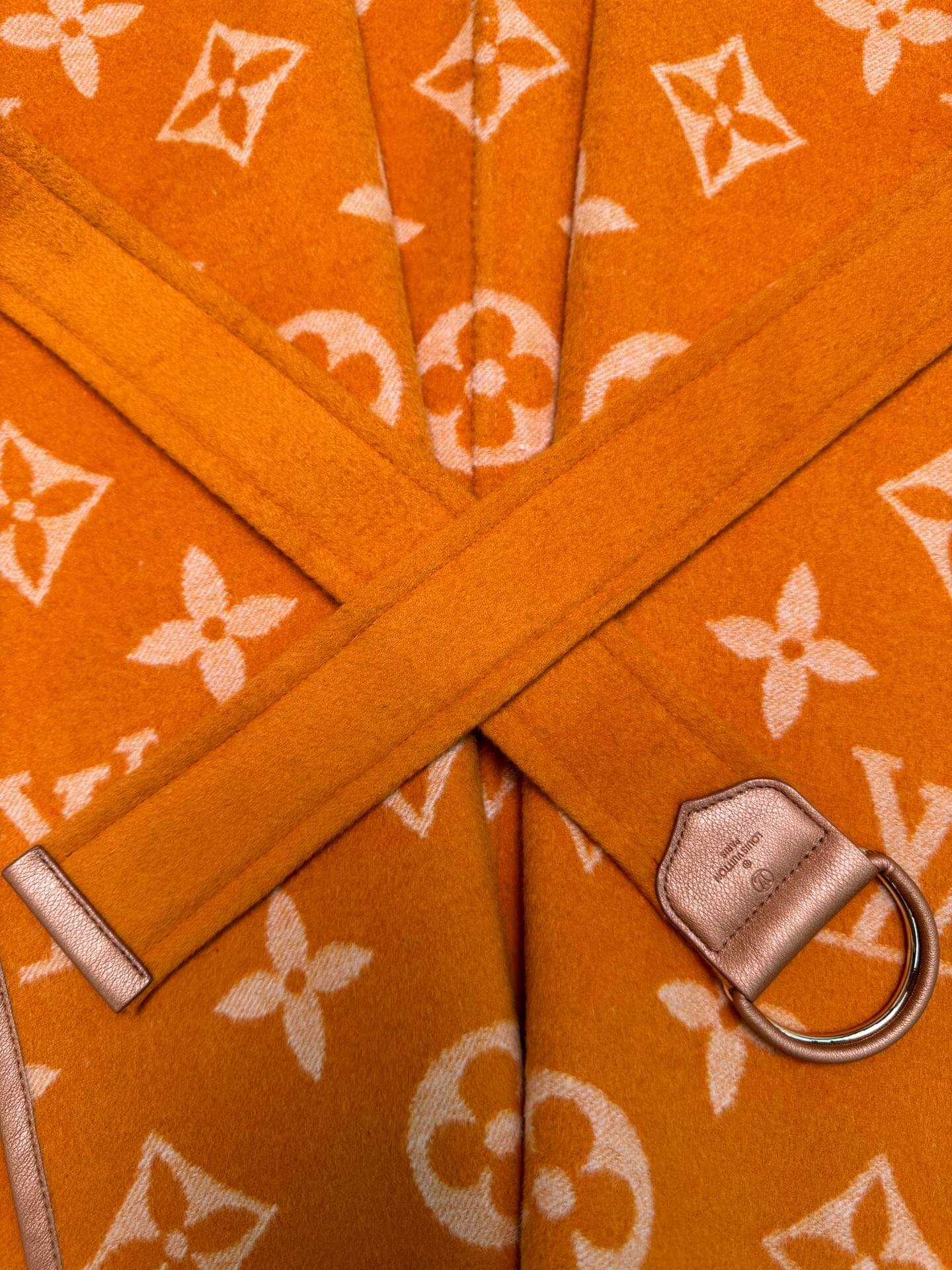 Louis Vuitton Signature Double Face Monogram Wrap Coat in Mustard Orange - Image 6