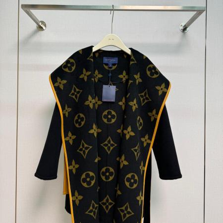 Louis Vuitton Women's Black & Yellow Monogram Cashmere Wrap Coat Bold Charm