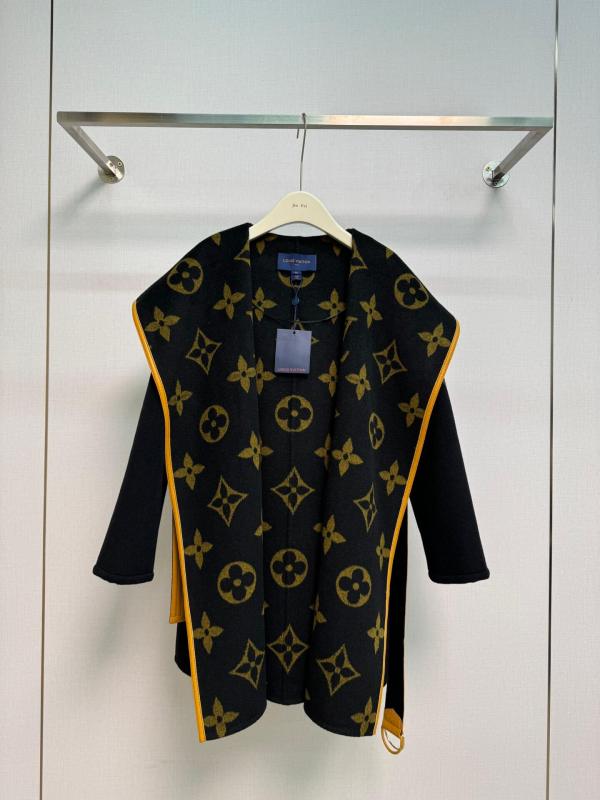 Louis Vuitton Women's Black & Yellow Monogram Cashmere Wrap Coat Bold Charm