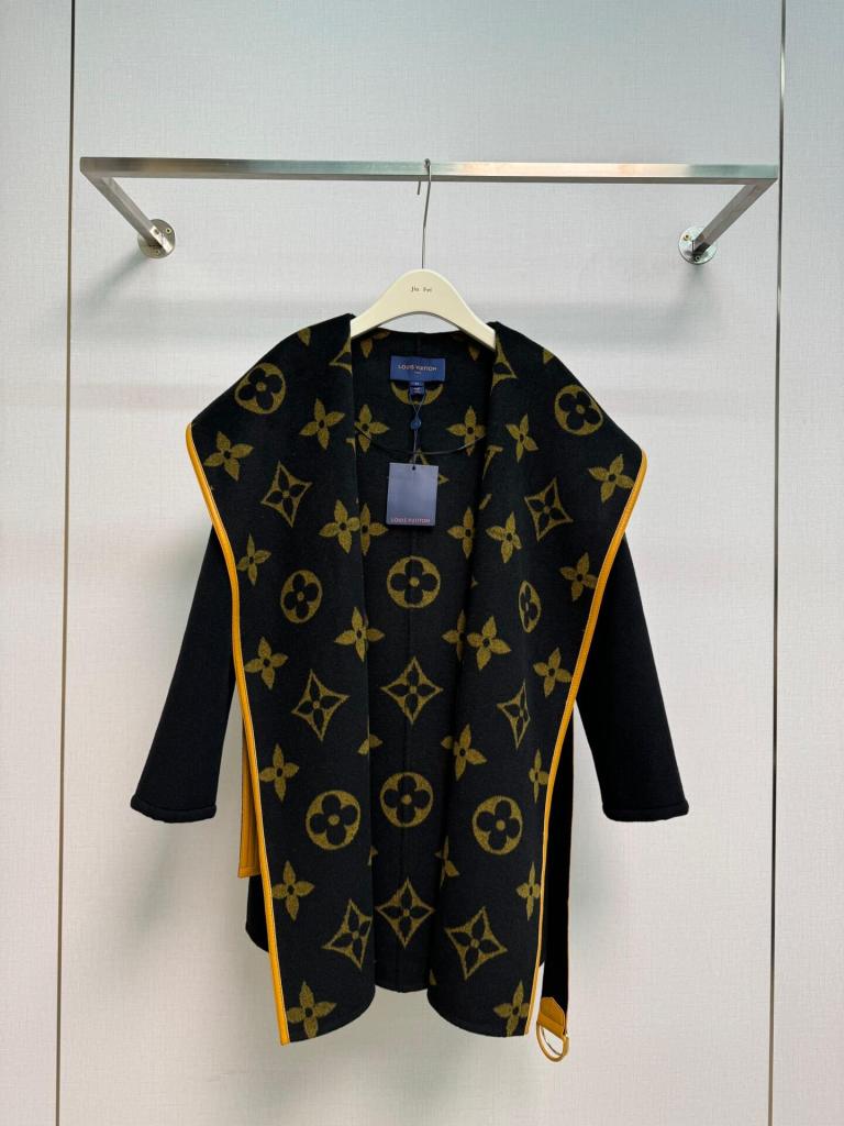 Louis Vuitton Women's Black & Yellow Monogram Cashmere Wrap Coat Bold Charm