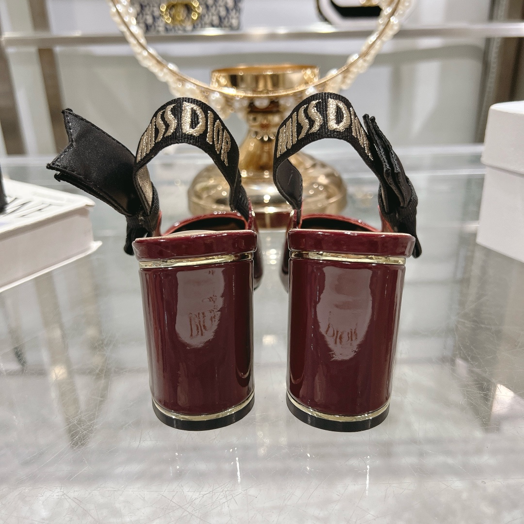 Dior Miss Dior Red Patent Leather Slingback Heels - Image 3