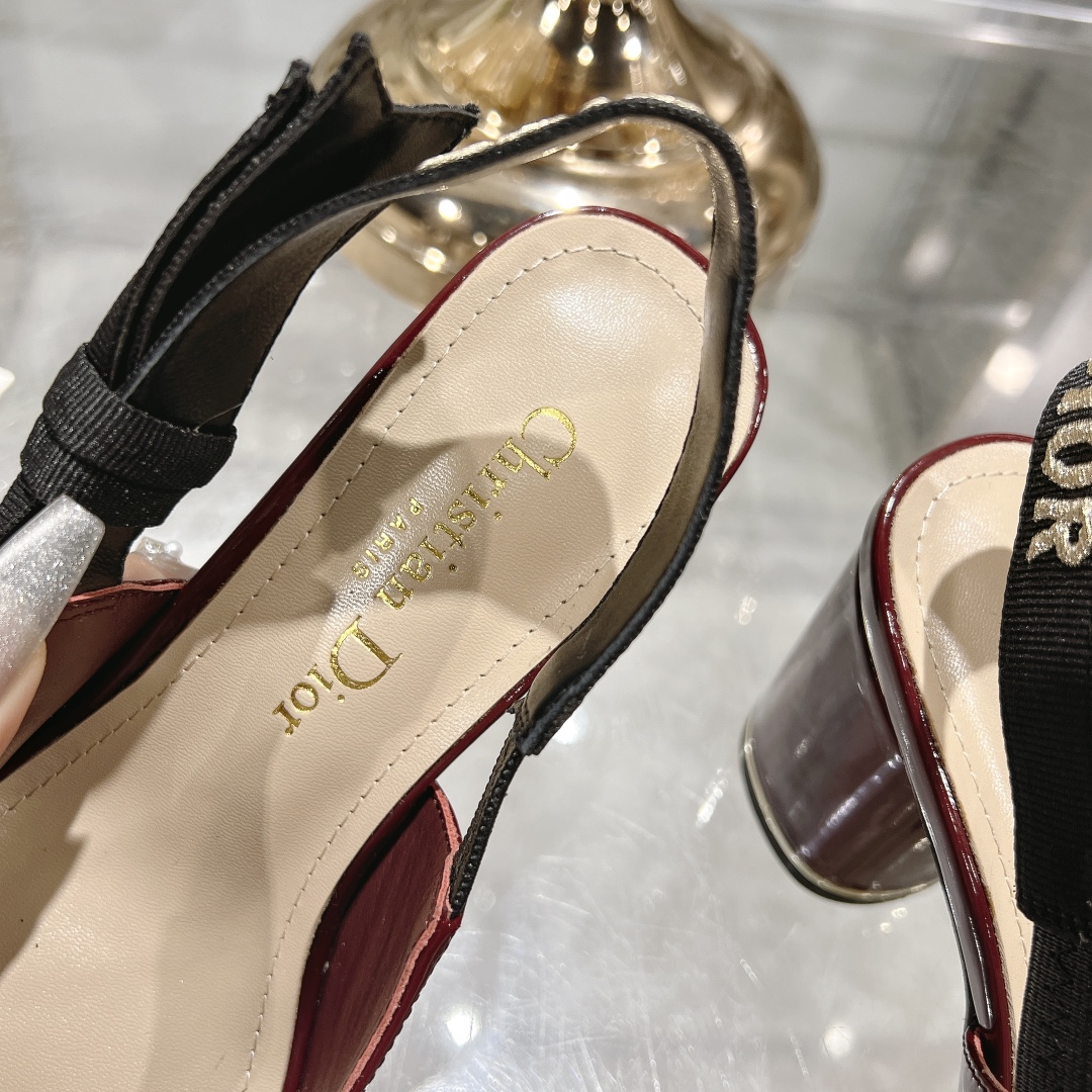 Dior Miss Dior Red Patent Leather Slingback Heels - Image 5