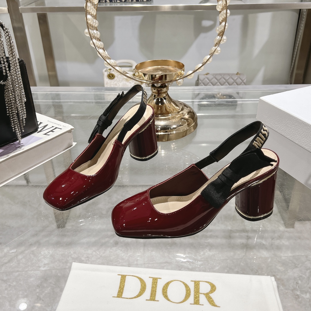 Dior Miss Dior Red Patent Leather Slingback Heels