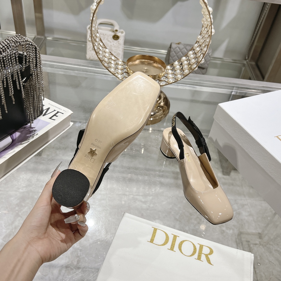Dior Miss Dior Slingback Beige Patent Leather Pumps - Image 2