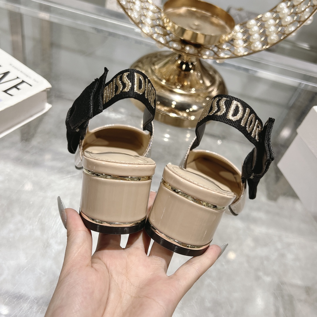 Dior Miss Dior Slingback Beige Patent Leather Pumps - Image 4