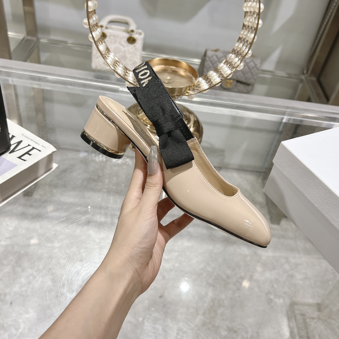 Dior Miss Dior Slingback Beige Patent Leather Pumps - Image 5