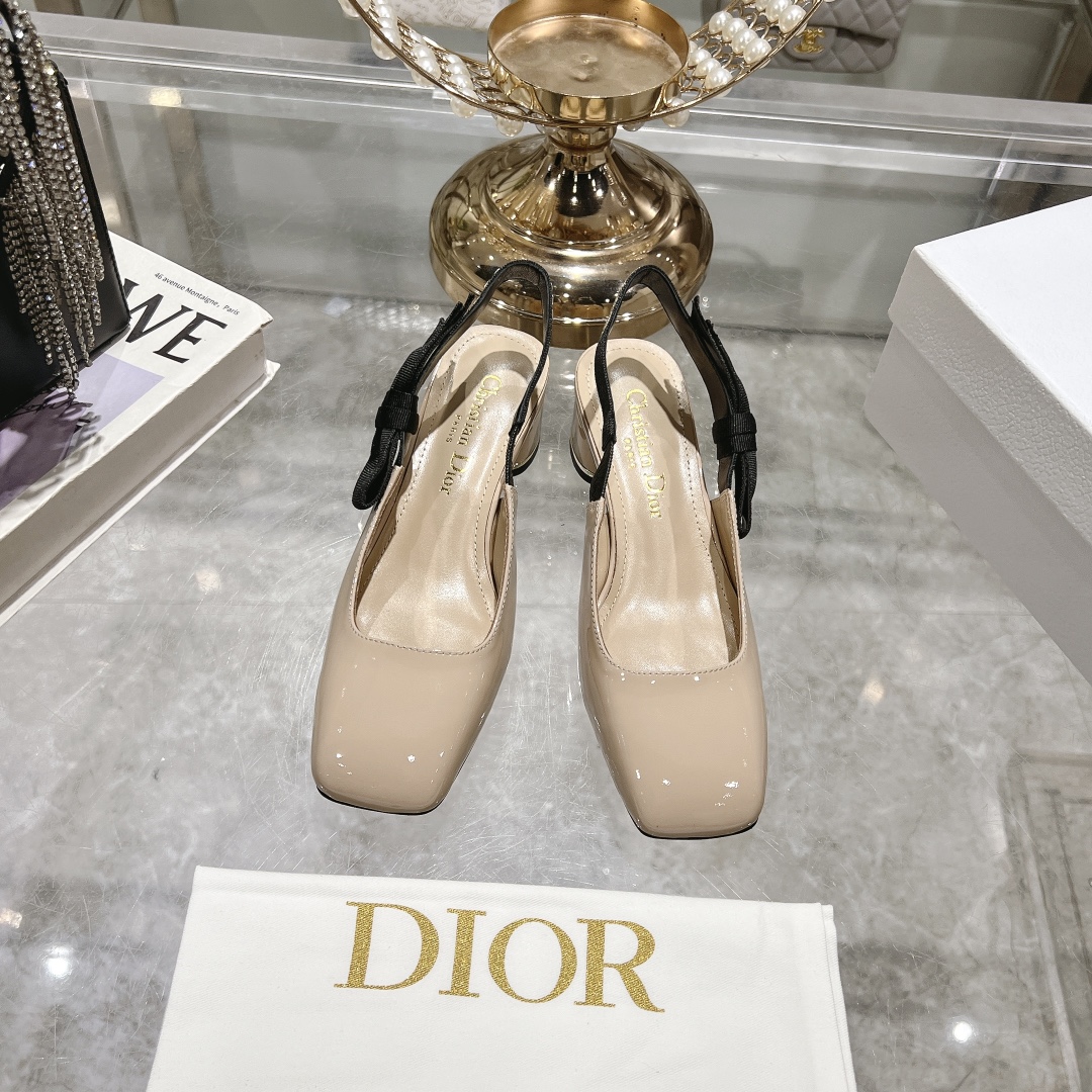 Dior Miss Dior Slingback Beige Patent Leather Pumps - Image 9