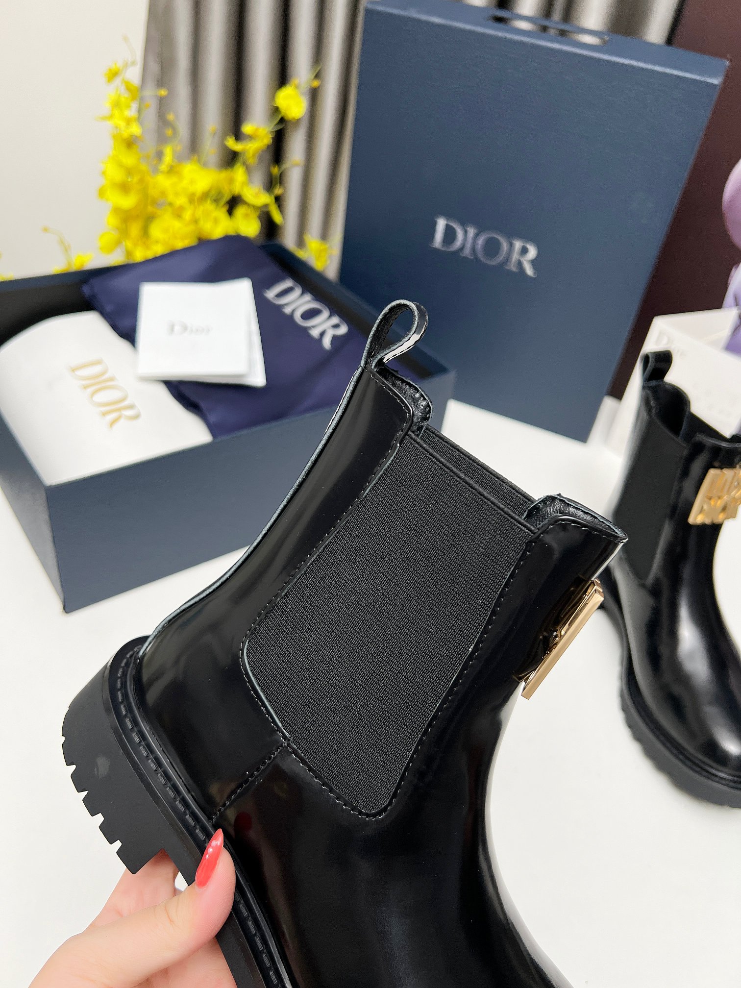 Dior Miss Dior Chelsea Black Patent Leather Boots - Image 10
