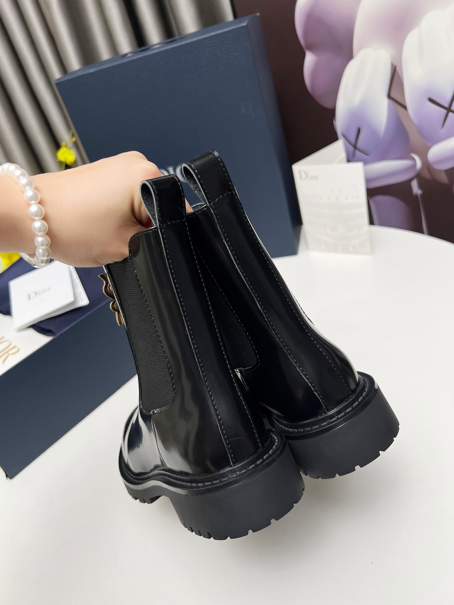 Dior Miss Dior Chelsea Black Patent Leather Boots - Image 9