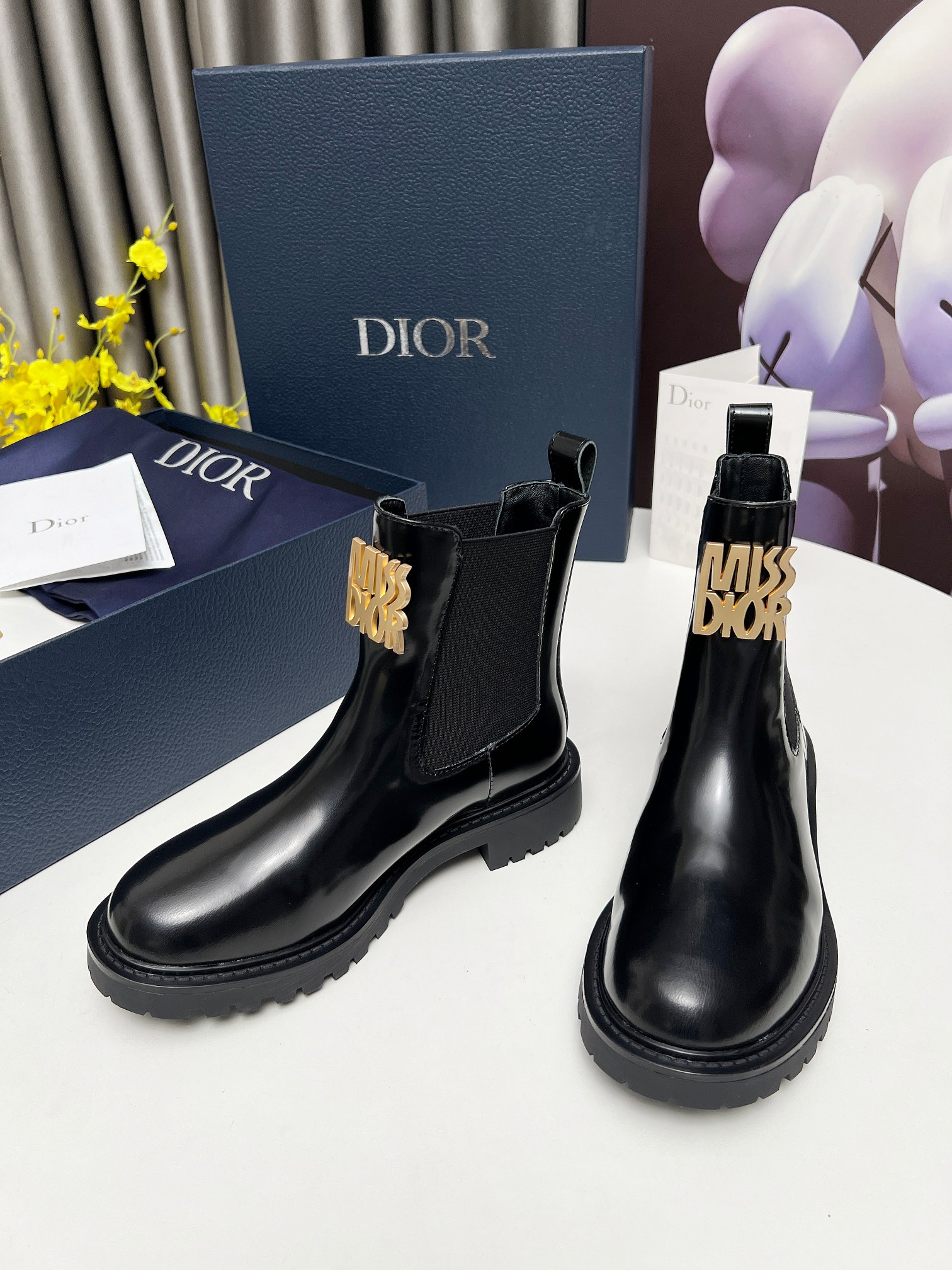 Dior Miss Dior Chelsea Black Patent Leather Boots - Image 6