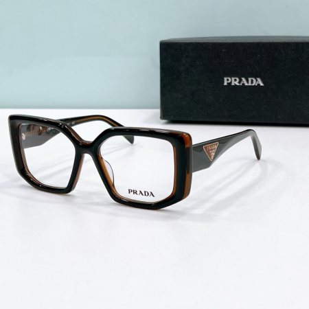 Prada PR 14ZS Geometric Frame Glasses – Black, Gray, Red, Blue, Yellow, and Tortoiseshell