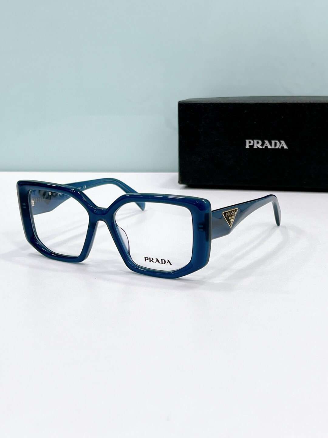 Prada PR 14ZS Geometric Frame Glasses – Black, Gray, Red, Blue, Yellow, and Tortoiseshell - Image 6