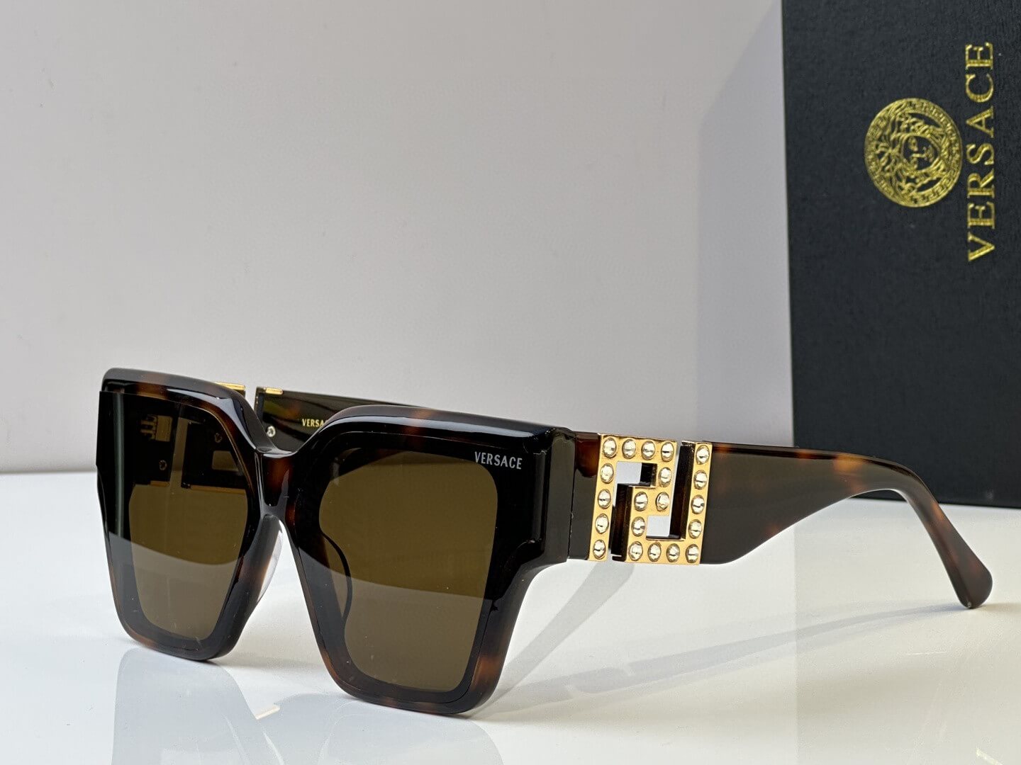 Versace VE4425B Women's Sunglasses – Bold Oversized Design with Studded Greca Detailing