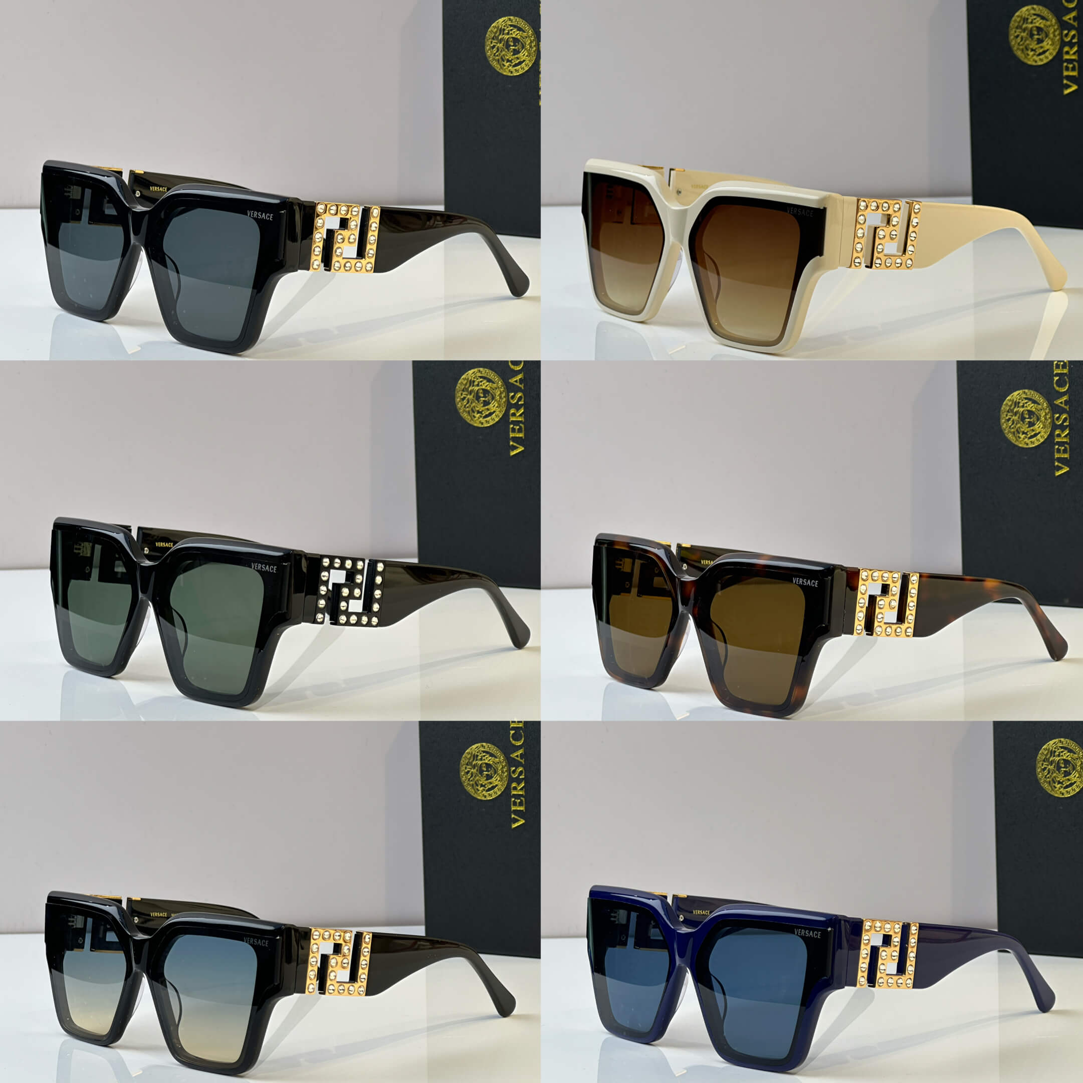Versace VE4425B Women's Sunglasses – Bold Oversized Design with Studded Greca Detailing - Image 7
