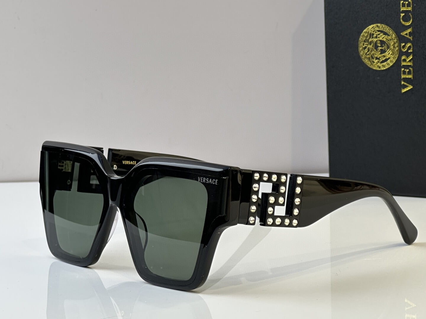 Versace VE4425B Women's Sunglasses – Bold Oversized Design with Studded Greca Detailing - Image 6