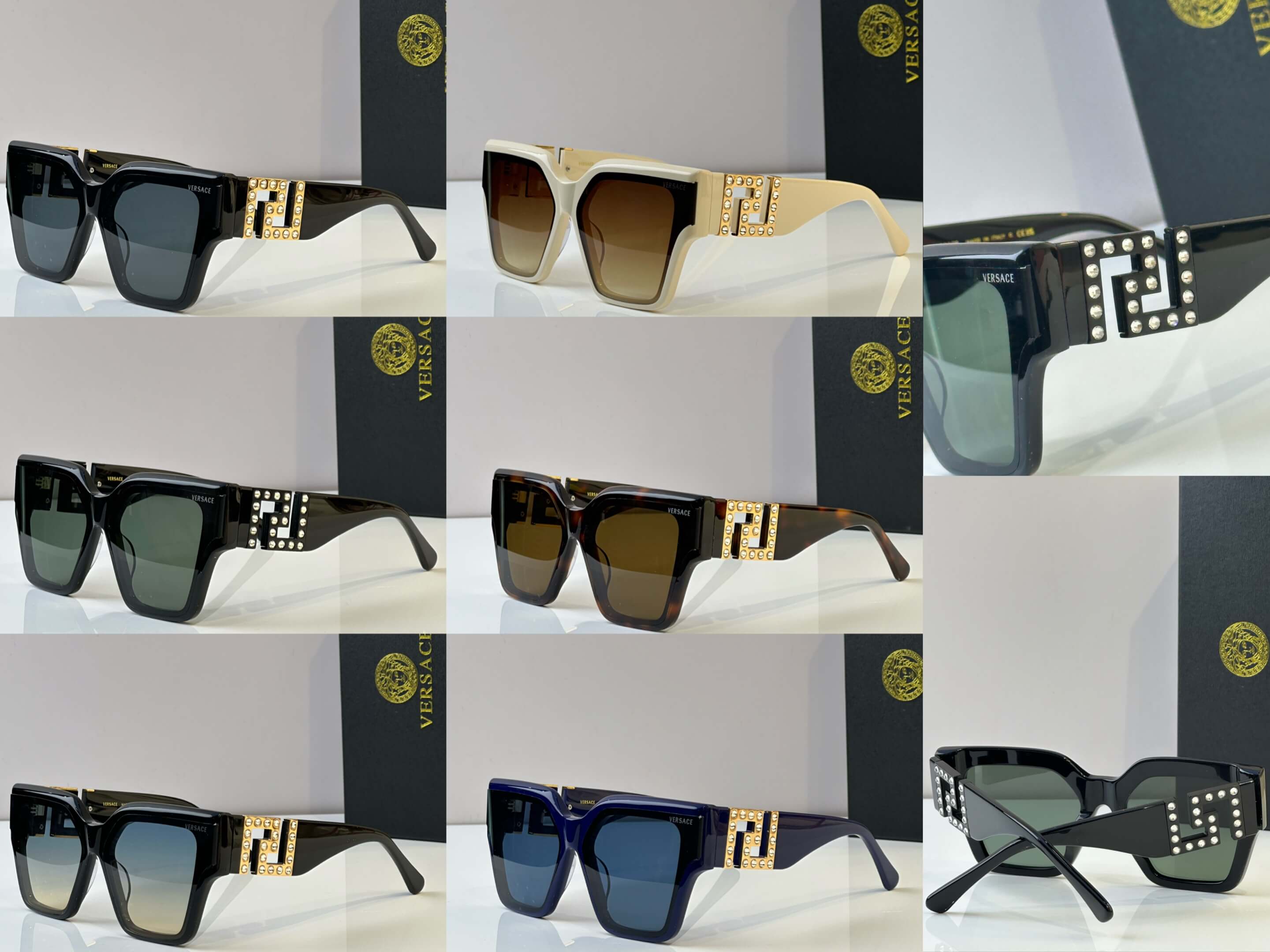 Versace VE4425B Women's Sunglasses – Bold Oversized Design with Studded Greca Detailing - Image 2