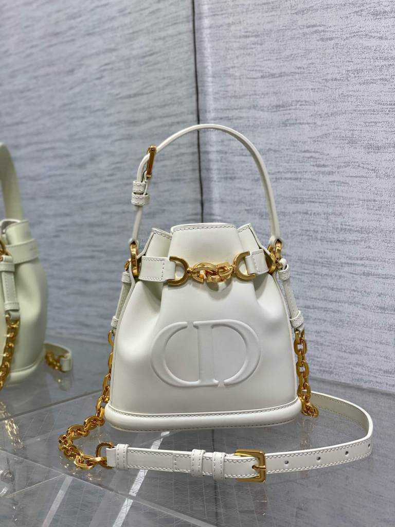 Small C'est Dior Bag White Saddle CD-Embossed Calfskin