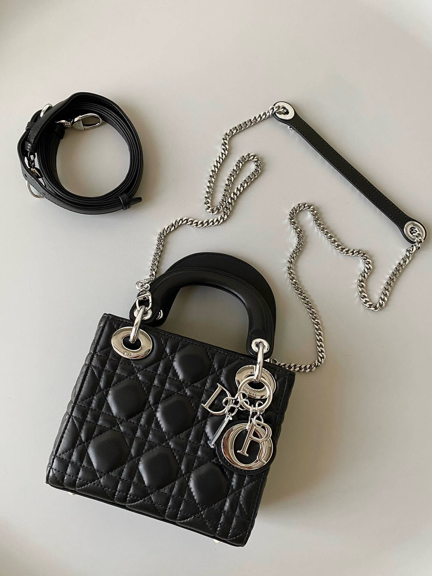 Dior Black Cannage Leather Mini Chain Lady Dior Tote - Image 2