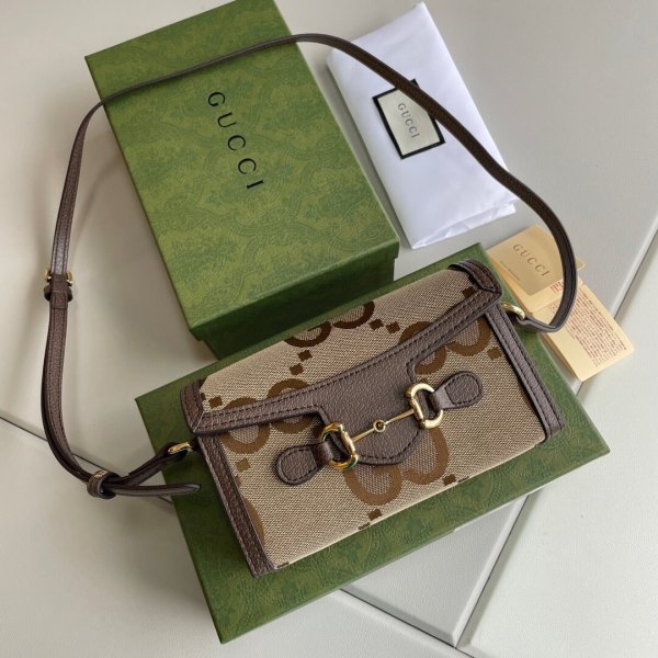 Gucci GG Horsebit 1955 Beige Brown Mini Shoulder Bag