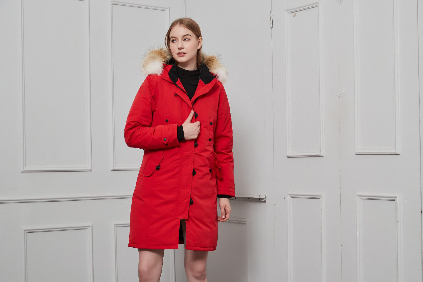 Canada Goose Women's Kensington Parka Jacket in Red - Image 4