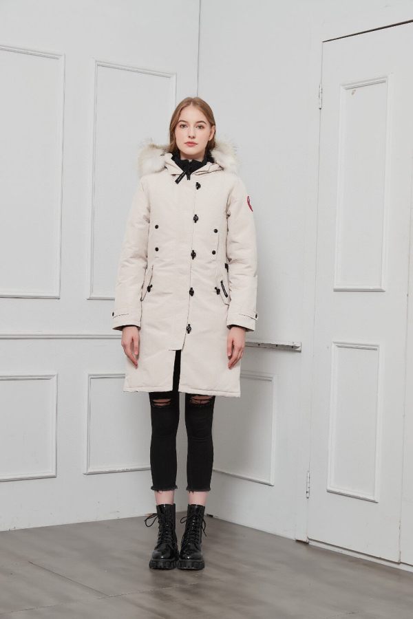 Canada Goose Women's Kensington Parka Jacket in Offwhite