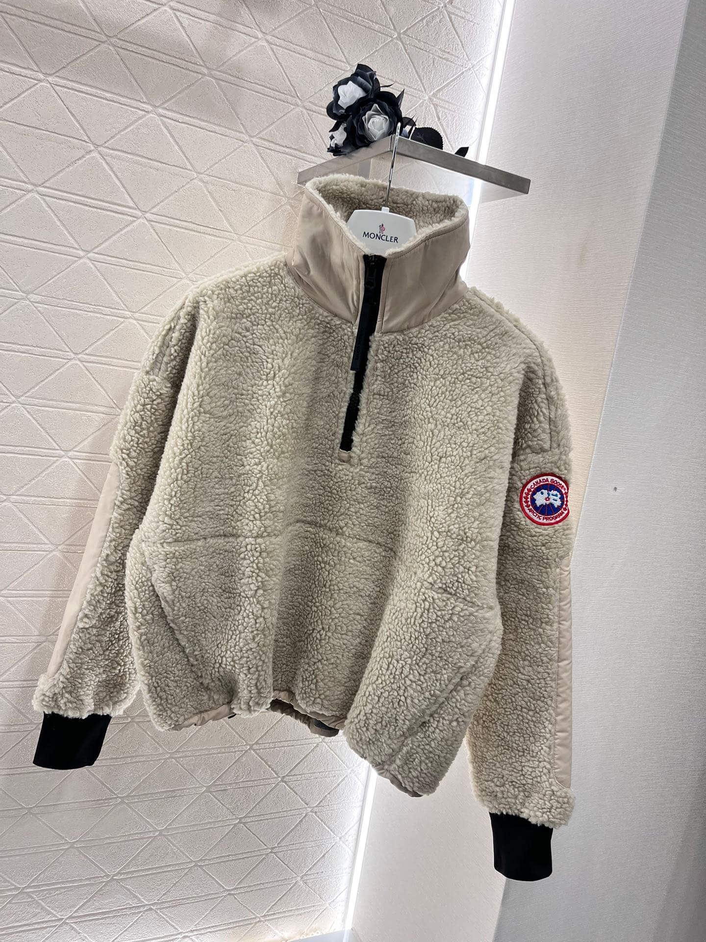 Canada Goose Simcoe Fleece 1/4 Zip Jacket in Beige - Image 4