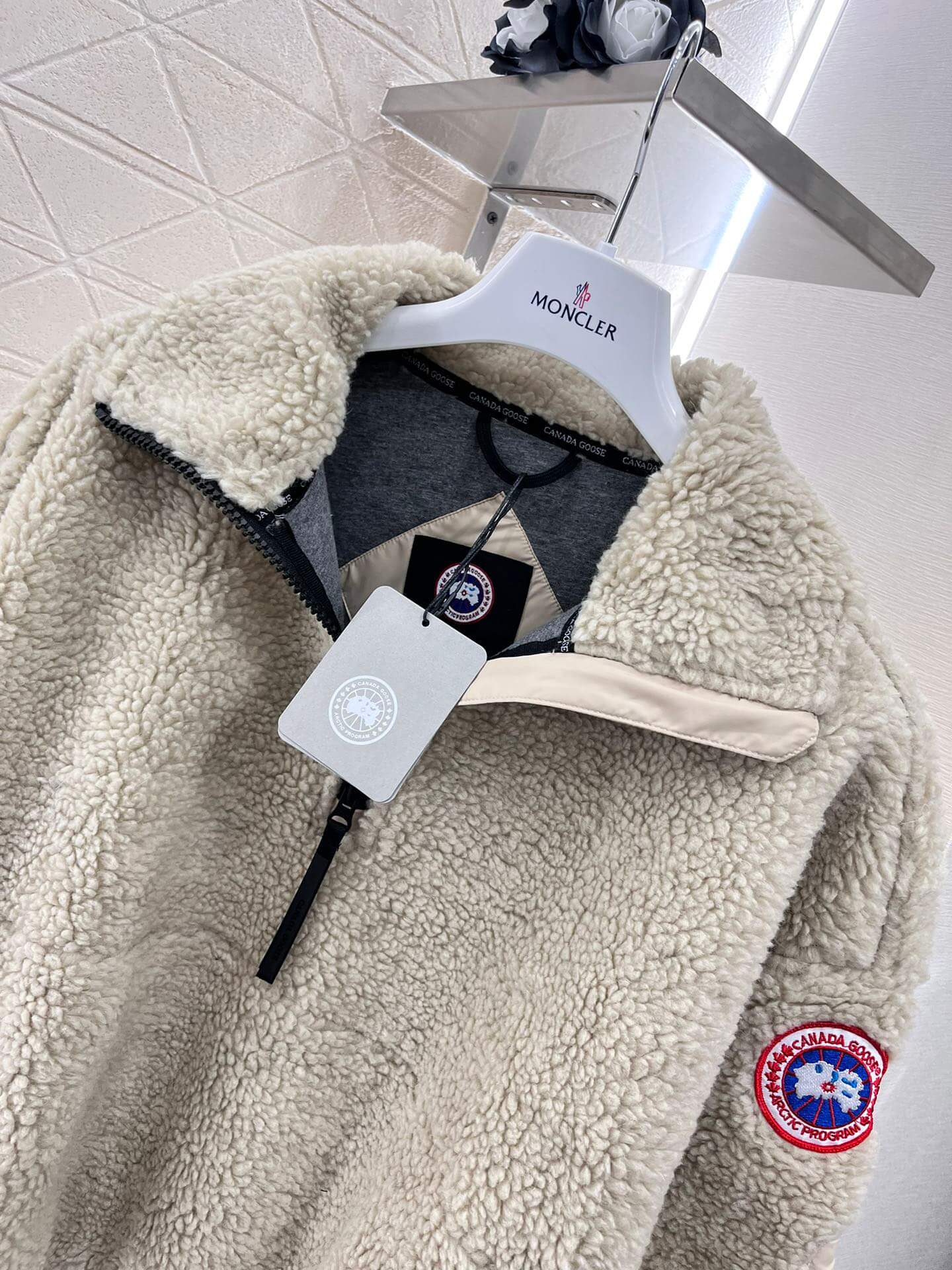 Canada Goose Simcoe Fleece 1/4 Zip Jacket in Beige - Image 11