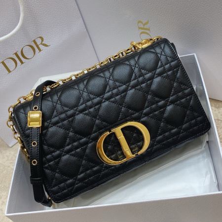 Dior Black Quilted Leather Medium Caro Shoulder Bag