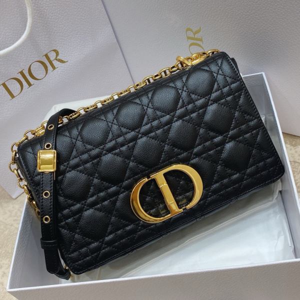 Dior Black Quilted Leather Medium Caro Shoulder Bag