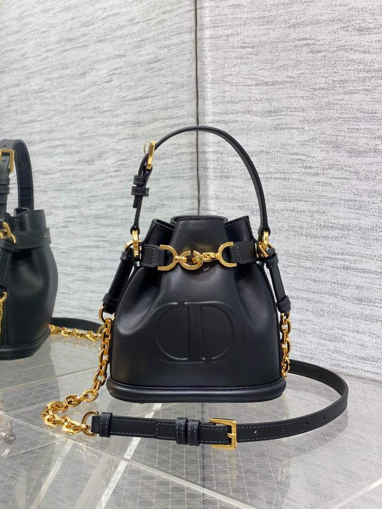 Small C'est Dior Bag Black Saddle CD-Embossed Calfskin
