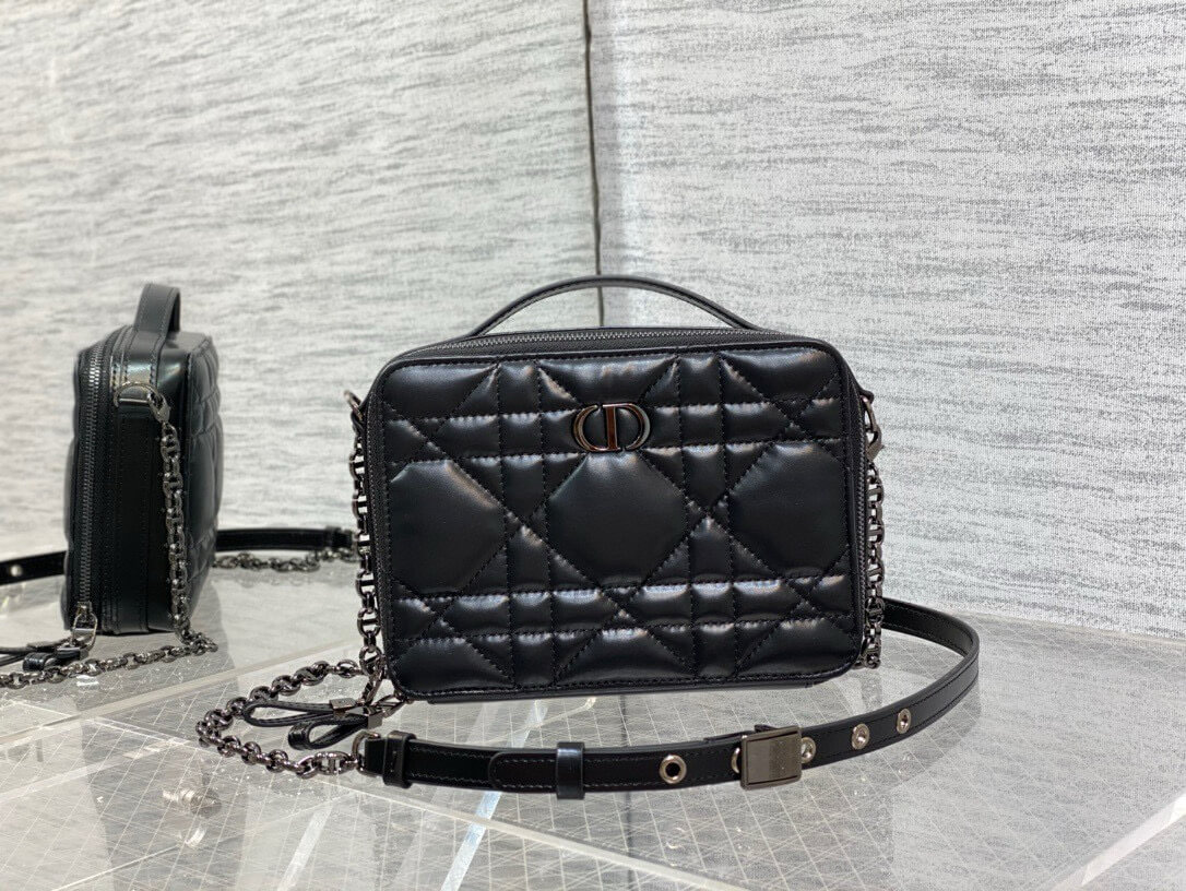 Christian Dior Caro Macrocannage Handbag Black