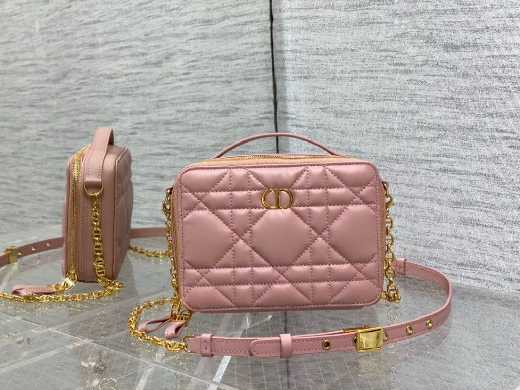 Christian Dior Caro Macrocannage Handbag Pink