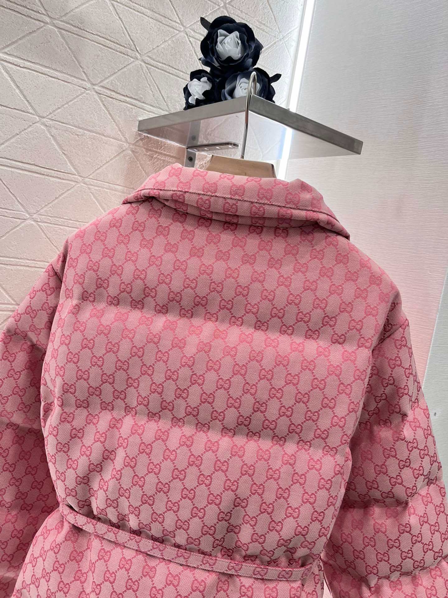 Gucci Women's GG Canvas Padded Bomber Jacket in Pink - Image 8