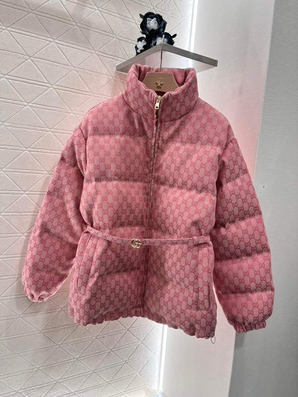 Gucci Women's GG Canvas Padded Bomber Jacket in Pink