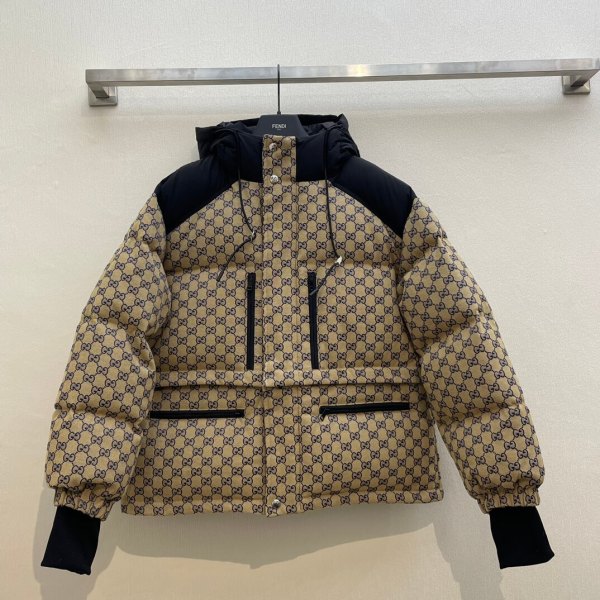 Gucci Women's GG Canvas Bomber Jacket in Beige and Blue