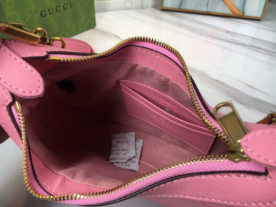 Gucci Aphrodite Grained-Leather Women's Pink Shoulder Bag - Image 9