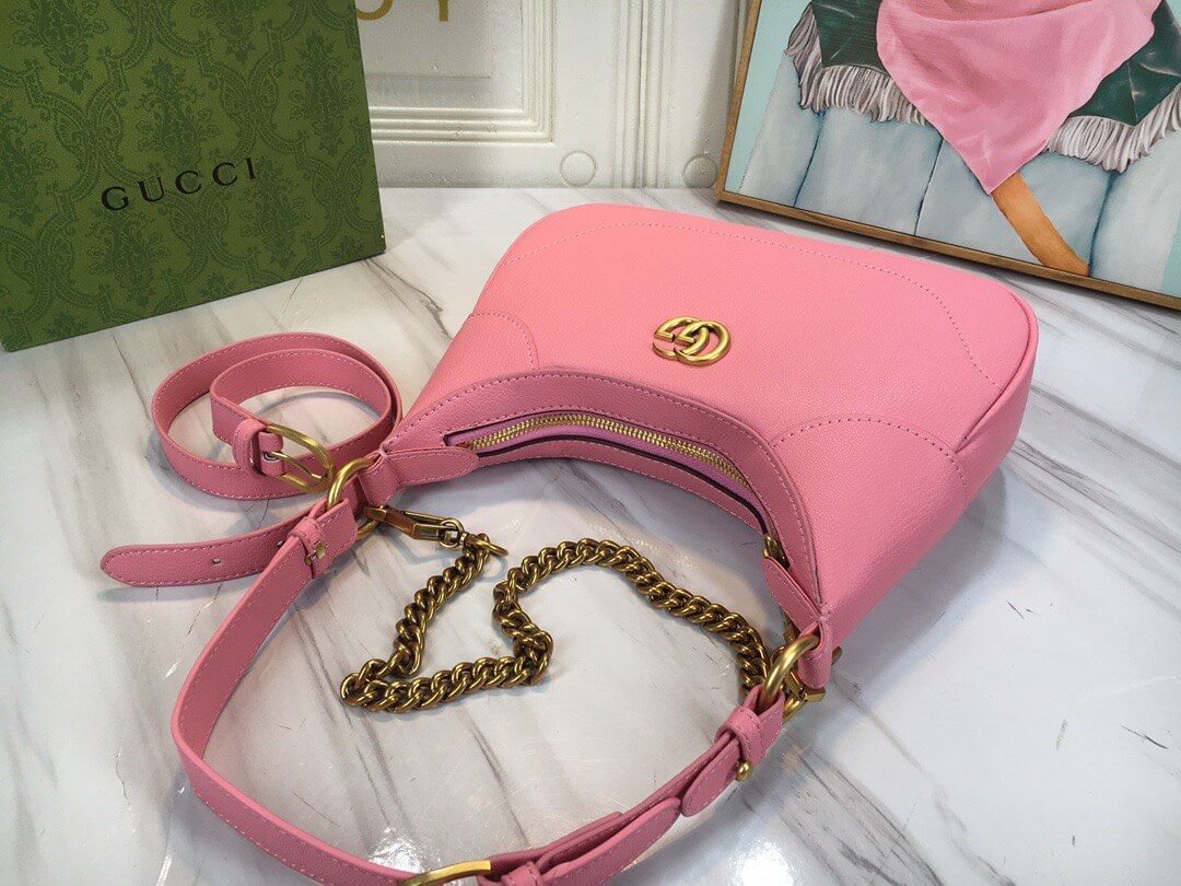 Gucci Aphrodite Grained-Leather Women's Pink Shoulder Bag - Image 5