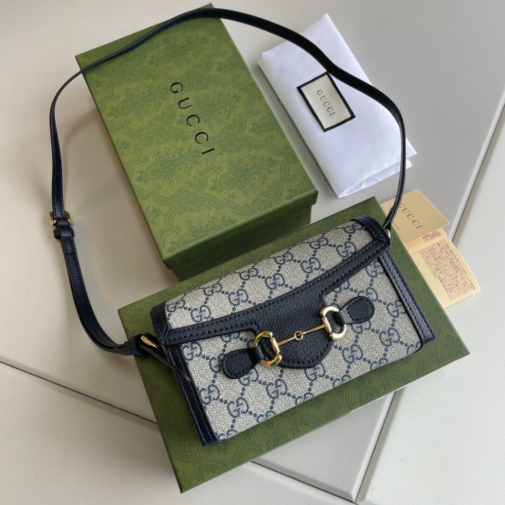 Gucci Horsebit 1955 Gray Black Mini Shoulder Bag