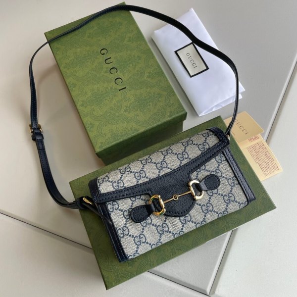 Gucci Horsebit 1955 Gray Black Mini Shoulder Bag