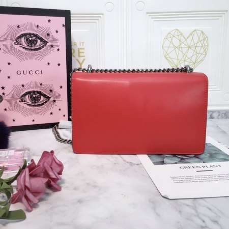 Gucci Embossed Vibrant Red Chain Bag - Image 2