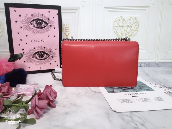 Gucci Embossed Vibrant Red Chain Bag
