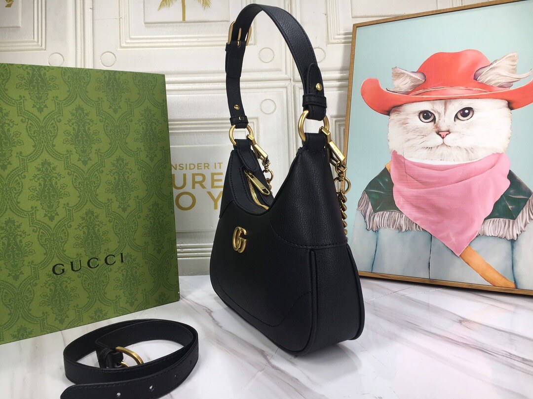 Gucci Aphrodite Grained-Leather Women's Black Shoulder Bag - Image 3