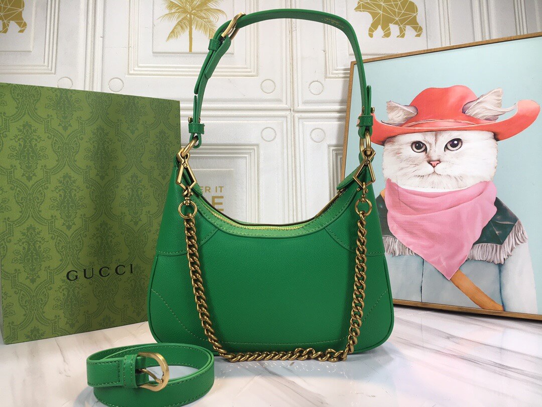 Gucci Aphrodite Grained-Leather Women's Green Shoulder Bag - Image 4