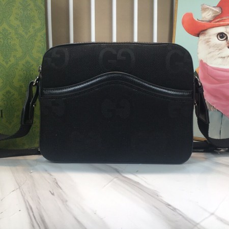 GUCCI Jumbo Gg Black Canvas Messenger Bag