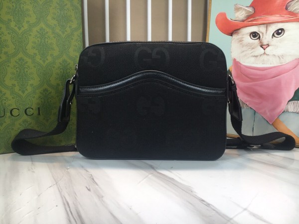 GUCCI Jumbo Gg Black Canvas Messenger Bag