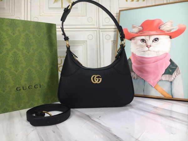 Gucci Aphrodite Grained-Leather Women's Black Shoulder Bag