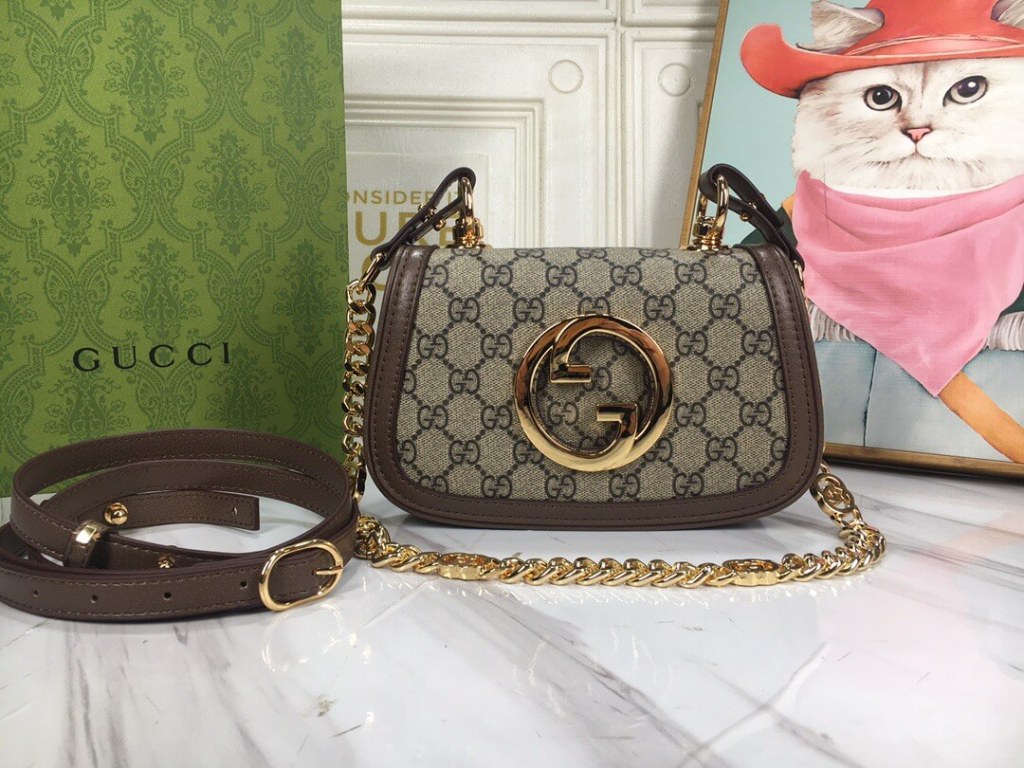 GUCCI Blondie Ebony Beige Mini Shoulder Bag