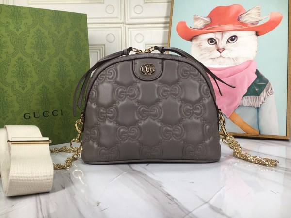 Gucci GG Matelasse Dome Gray Shoulder Bag